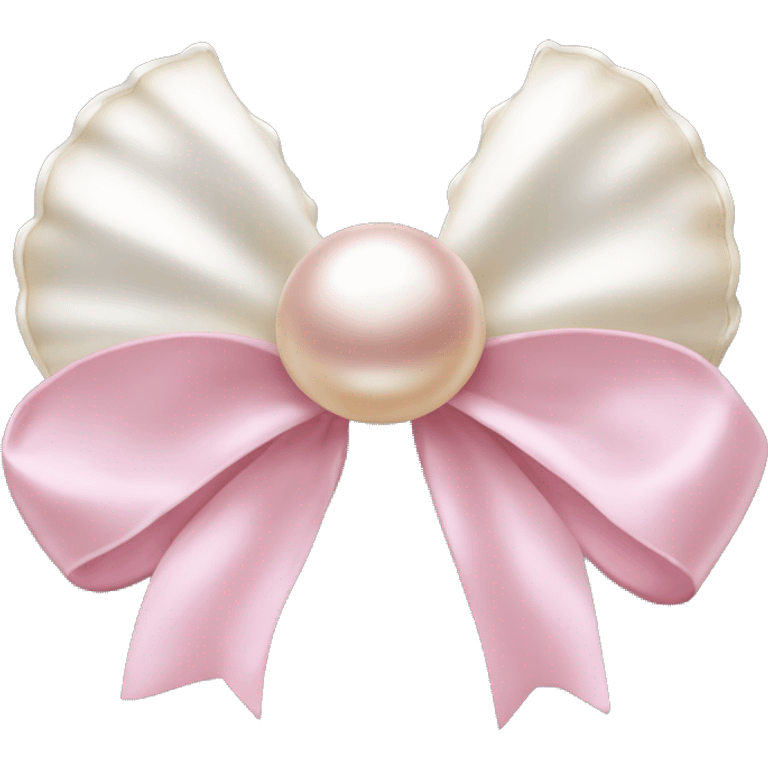 Pearl shell and light pink bow emoji