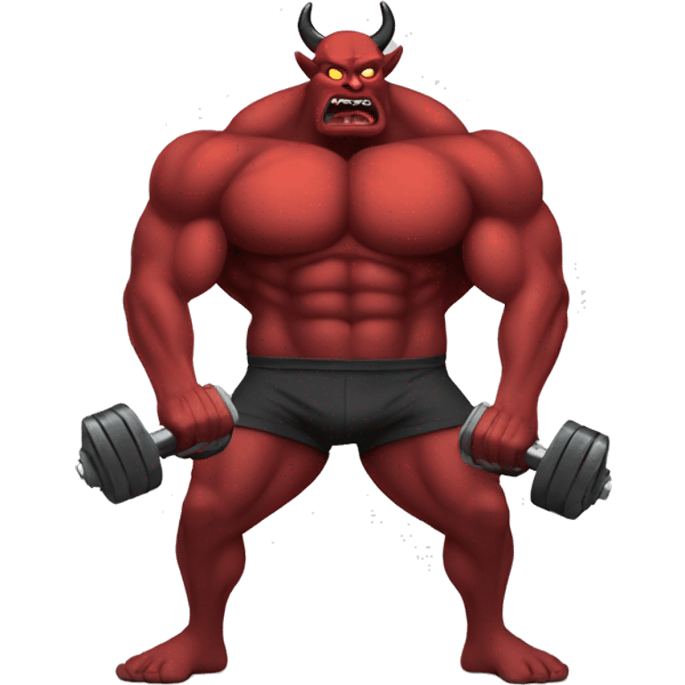 Demon emoji lifting dumbbells emoji