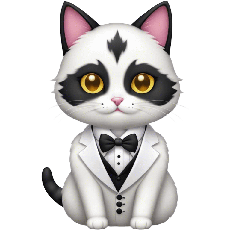 black and white fuzzy cat as a groom emoji