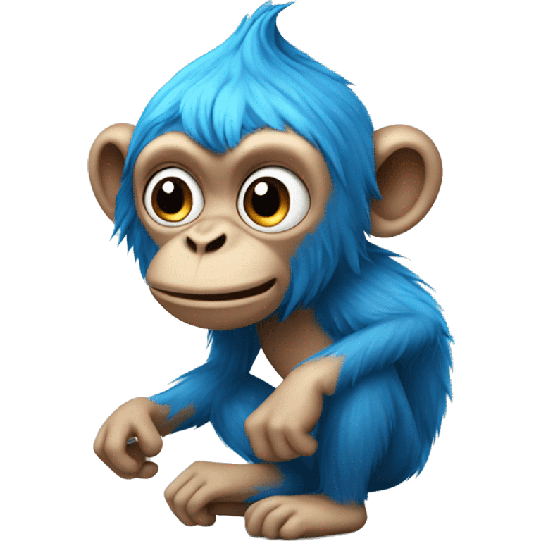 farting monkey with blue hair  emoji