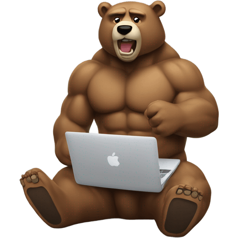 muscle bear using macbook emoji