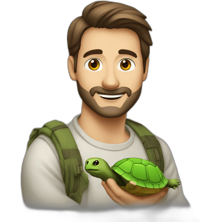 homme disant jonjpur a une tortue sur c’est 2 patte emoji