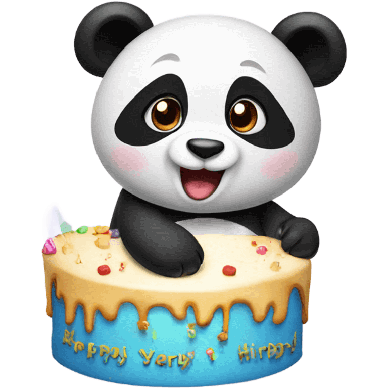 Cute panda wishing happy Birthday  emoji