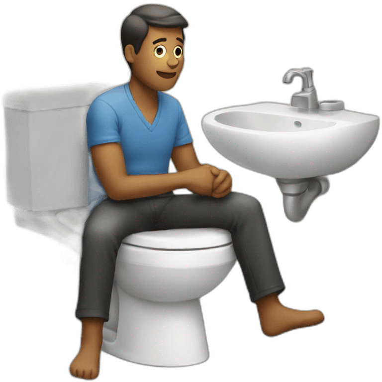 Man sitting in bathroom  emoji