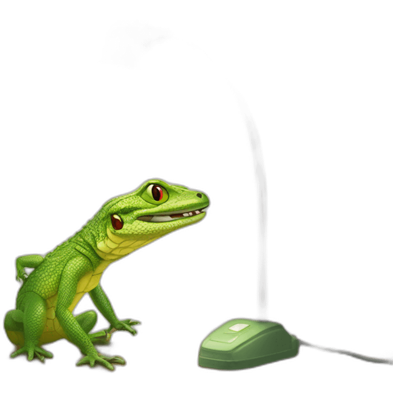 Un lézard sur une lampe emoji