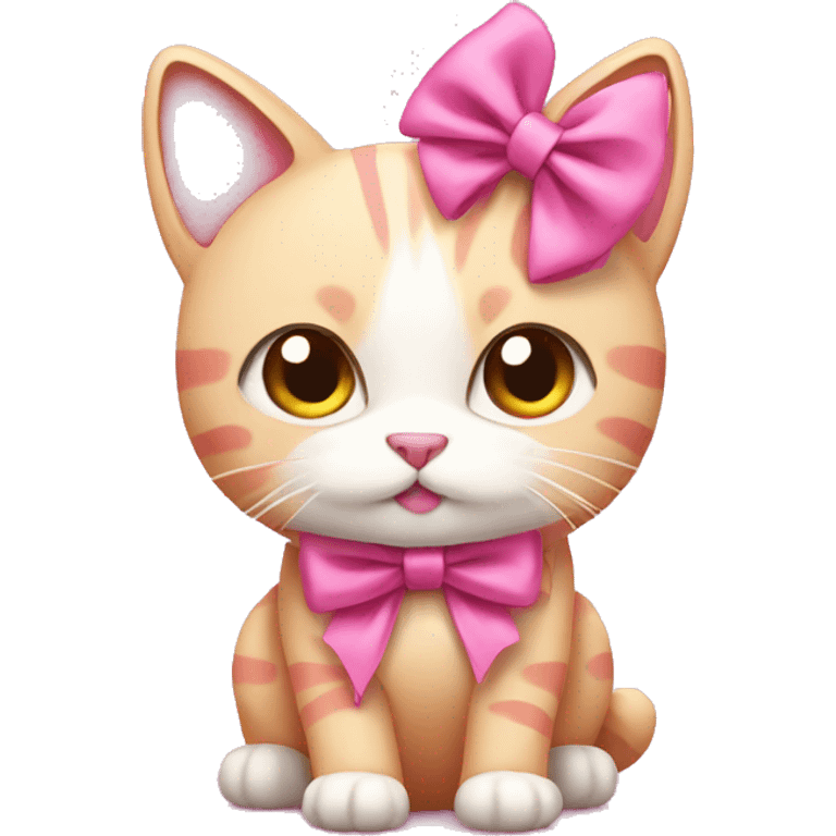 pink cat wearing a bows  emoji