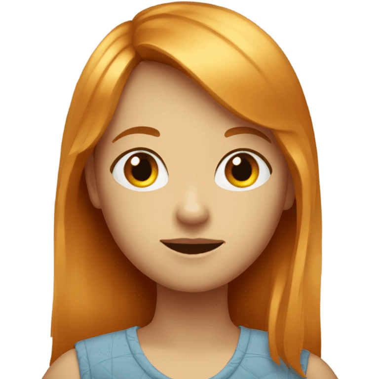 Ginger with blonde bangs girl portrait looking on emoji