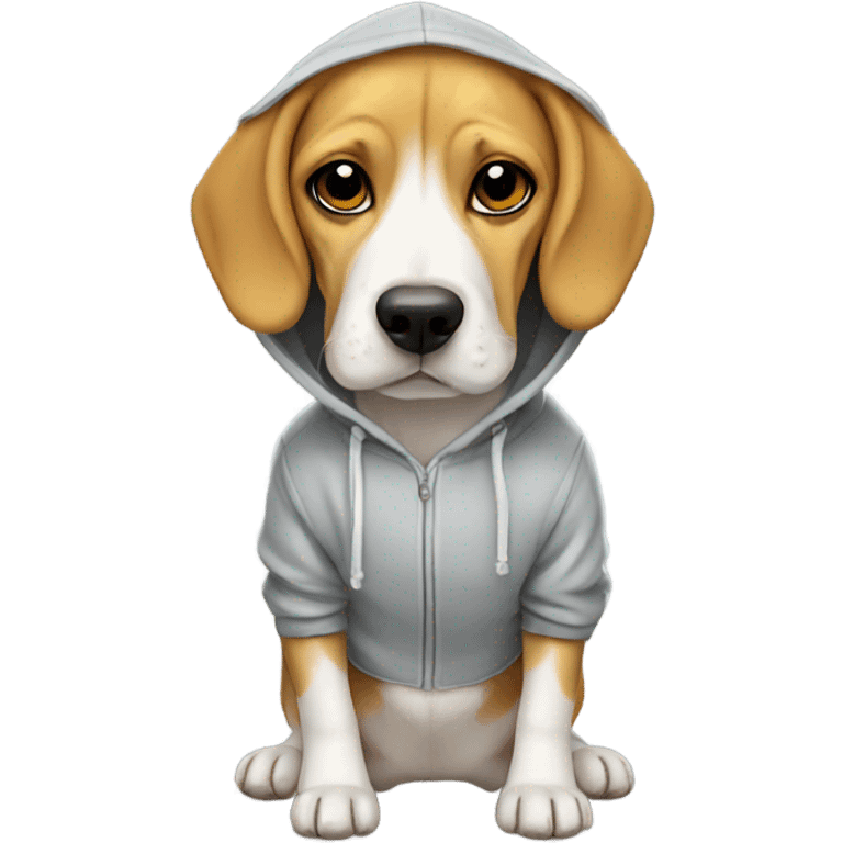 Lemon Beagle wearing a hoodie emoji