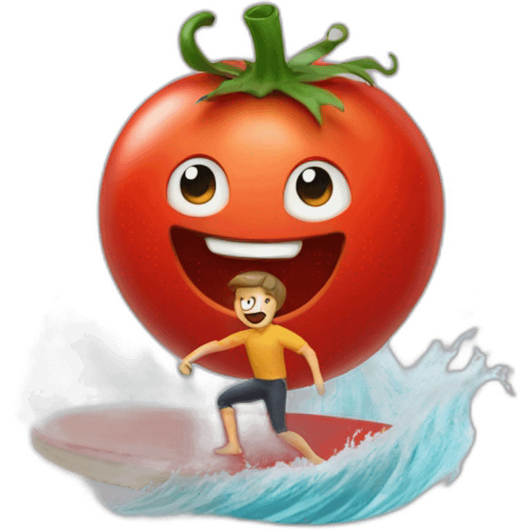 A tomato surfing emoji