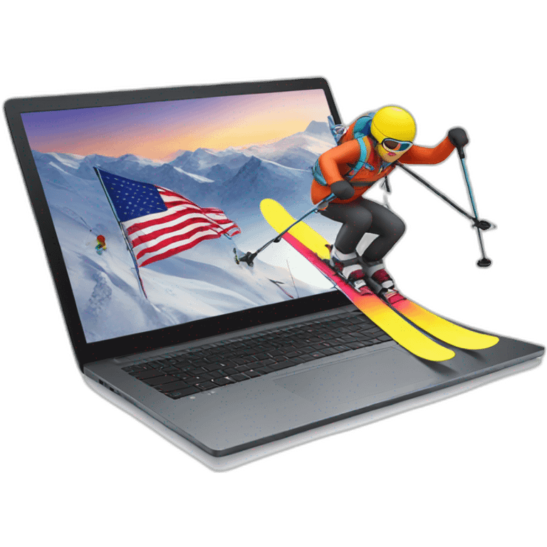 Freedom, skiing, laptop emoji