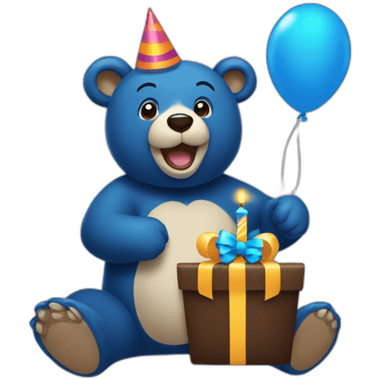 Bear happy birthday with blue hut emoji