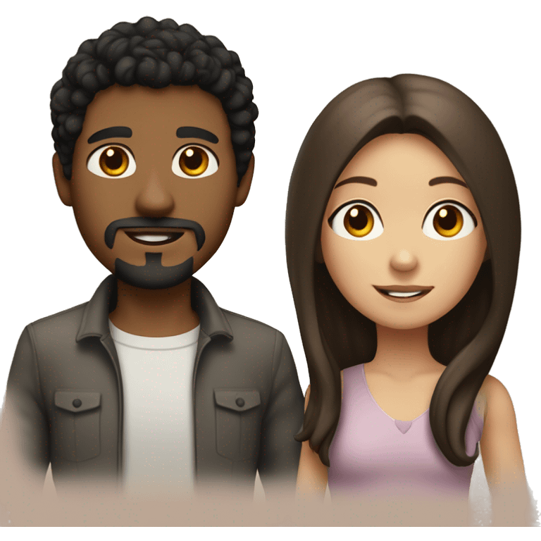 white boy with black hair and goatee holding girl with long brown hair and light brown skin emoji