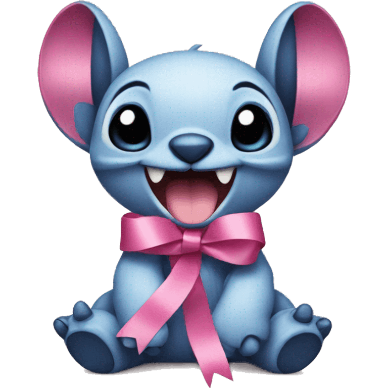 Stitch with pink ribbon emoji