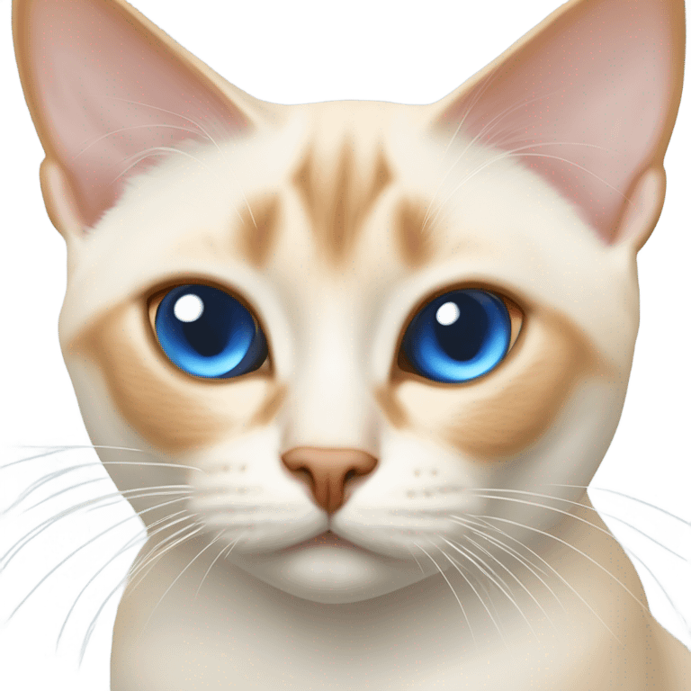 fat flame point Siamese, white fur with orange accents and blue eyes ￼ emoji