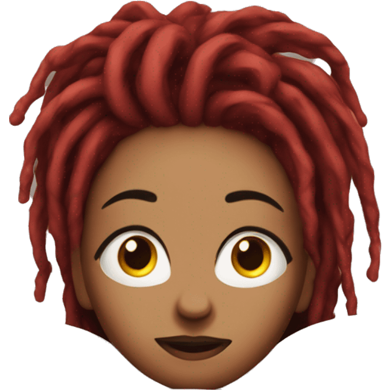 Lady with red dreadlocks laying on stomach on bed watching tv emoji