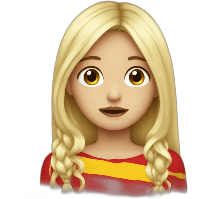 Crying blond girl with Spanish flag emoji