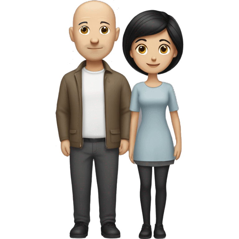 Bald man and girl with black hair emoji