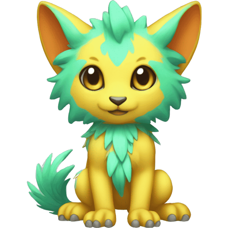 Cute cool colorful fantasy animal hybrid Fakemon full body emoji