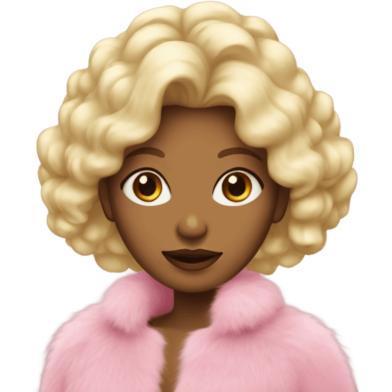 blonde girl in a pink fur coat emoji