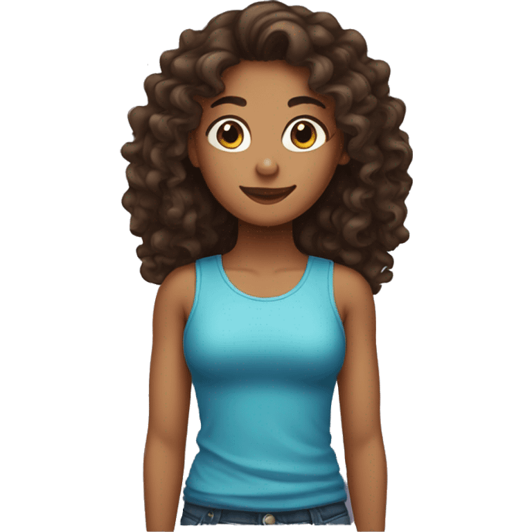 a tanned girl with dark brown long curly hair emoji