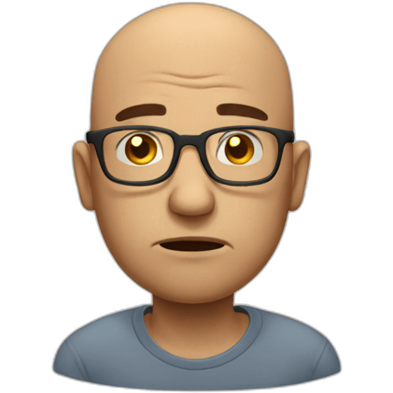 Sad bald man with glasses upset  emoji