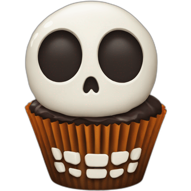 Happy Halloween skull cupcake emoji