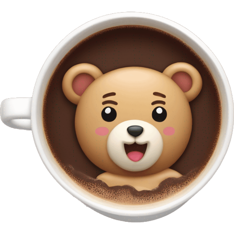 Teddy bear inside of a cup of hot chocolate emoji