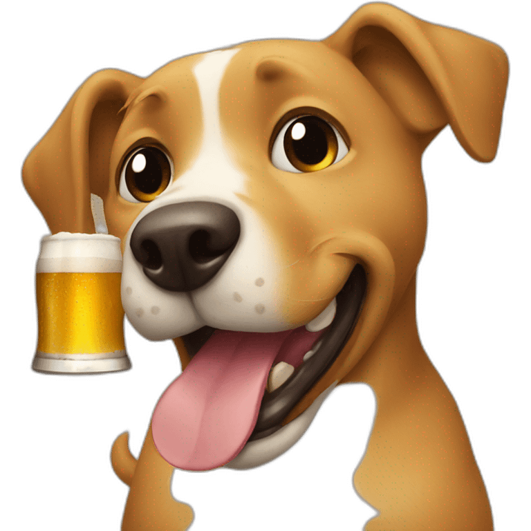 A dog eating a beer emoji