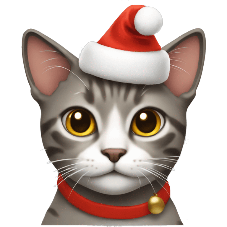 Cat wearing Christmas hat emoji