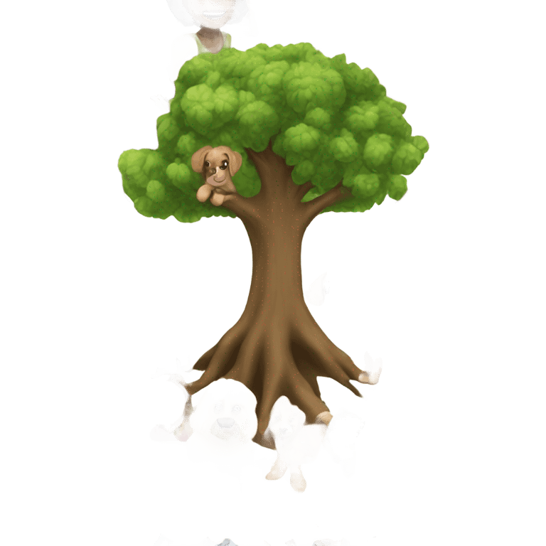 Family tree multirace  people, cats and dogs emoji