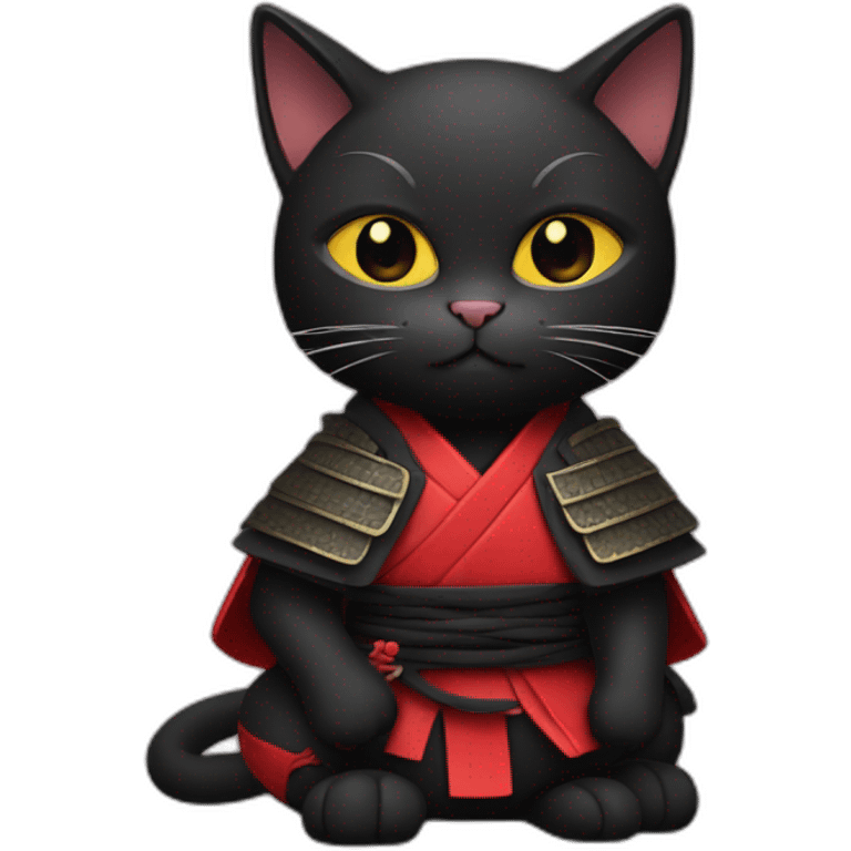 Black cat with samurai suit emoji