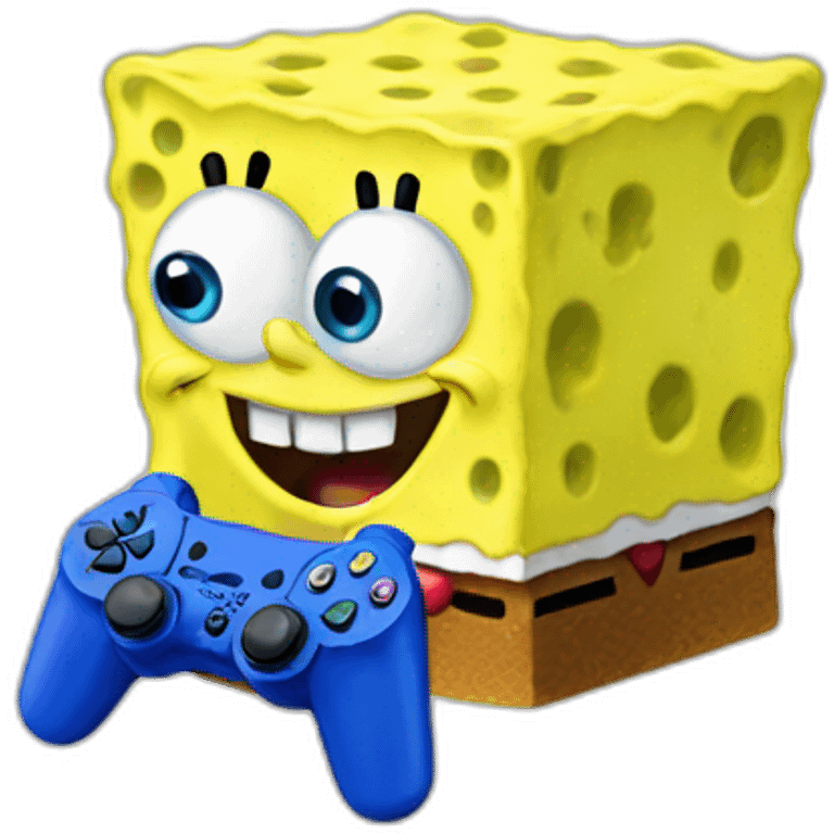 Spongebob playing playstation emoji