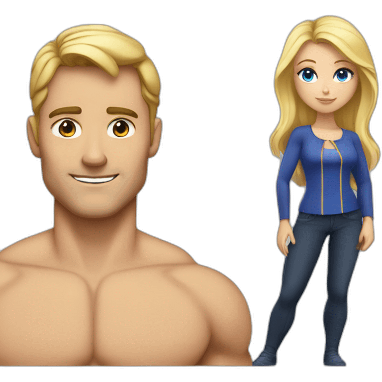 Couple avec un homme noir musclé et une femme blonde aux yeux bleus emoji