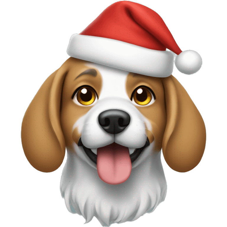 Dog wearing Santa hat emoji