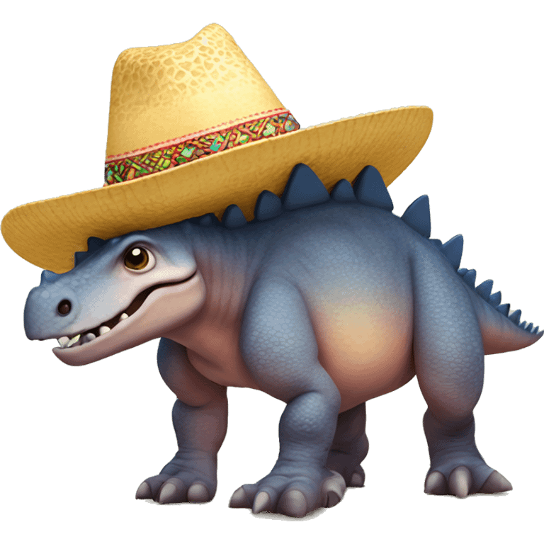 Stegosaurus wearing a sombrero emoji