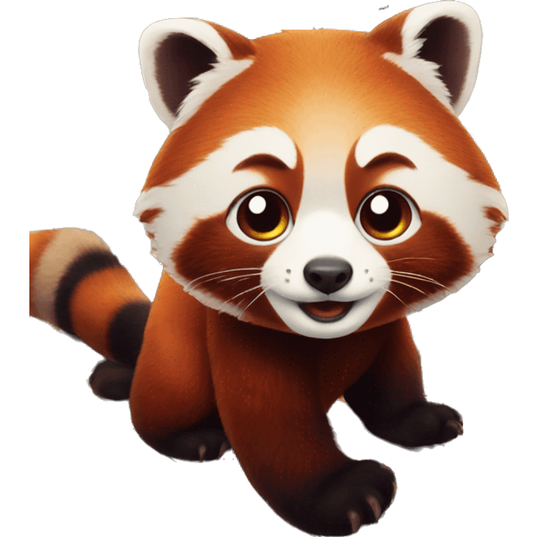 red panda sur un train emoji