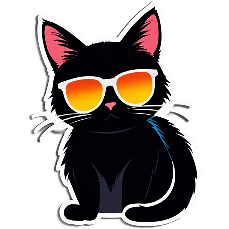 Black cat with sunglasses  emoji