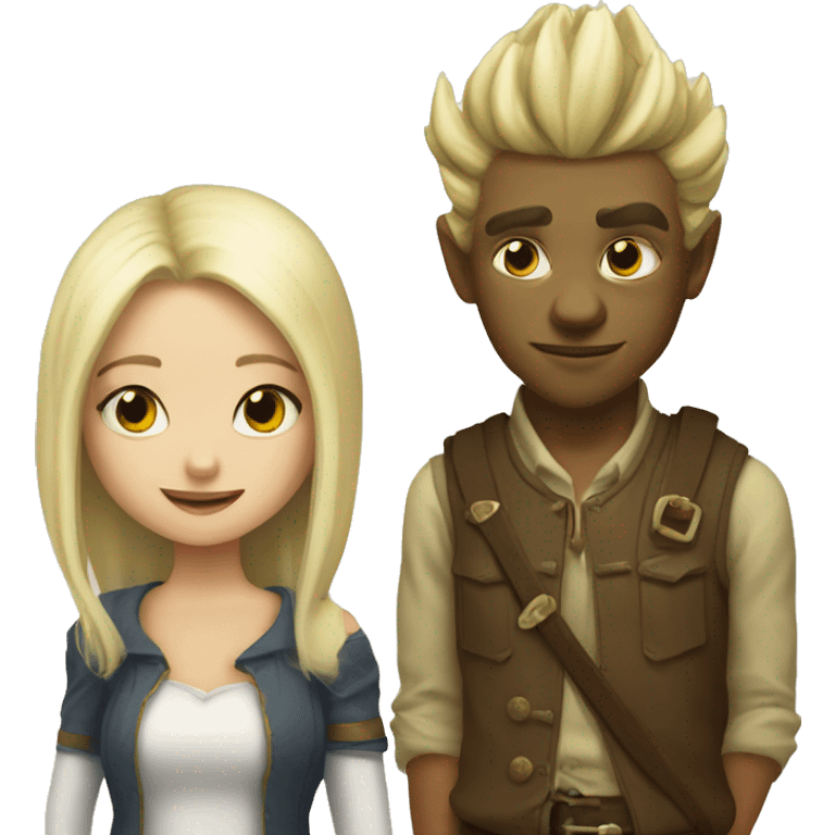 a white blonde sugar king and a girl goblin emoji