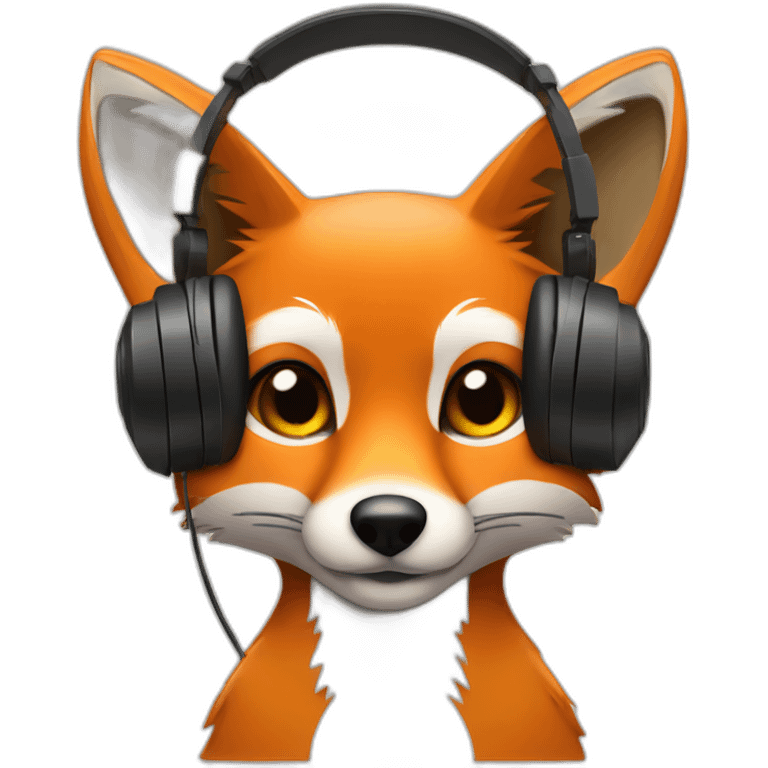 fox listening to music on headphones emoji