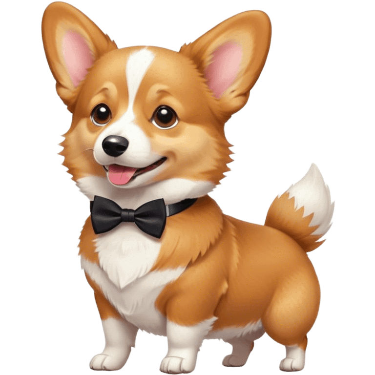 Corgi with a bowtie playing with the ball emoji