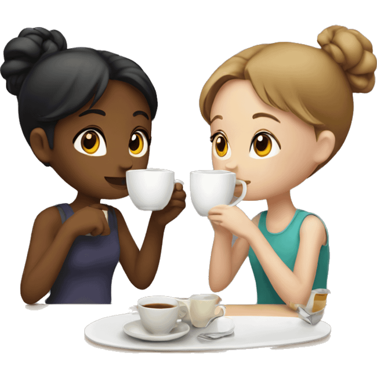 Two girls drinking tea emoji