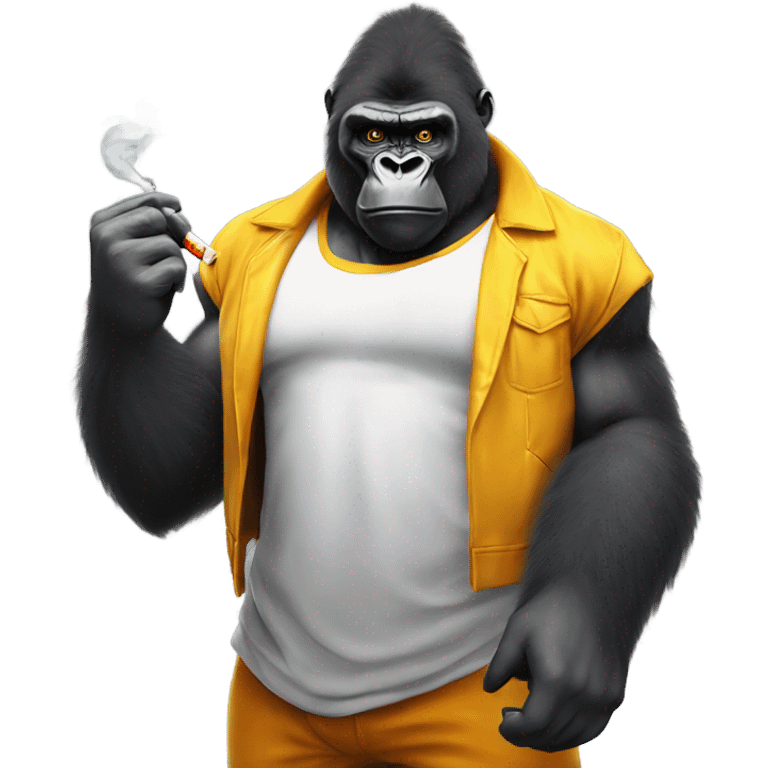 A gorilla going super saiyan while smoking a cigarette  emoji