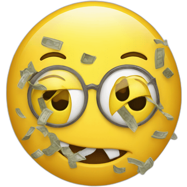 yellow emoji face with random letters in mouth emoji