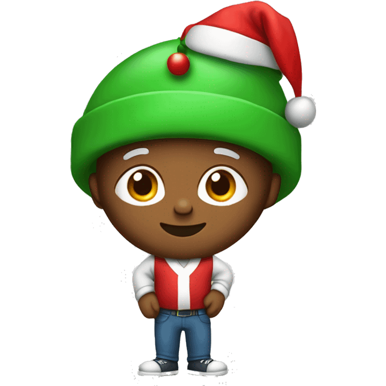 First male with a Santa hat and a Christmas tree ball in his paws emoji