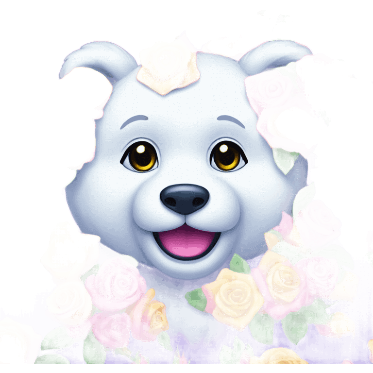 Lisa frank white bear with roses emoji