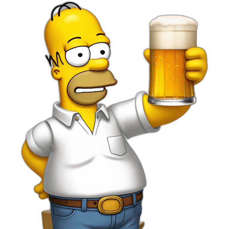 Homer Simpson qui boit une bière avec mario emoji