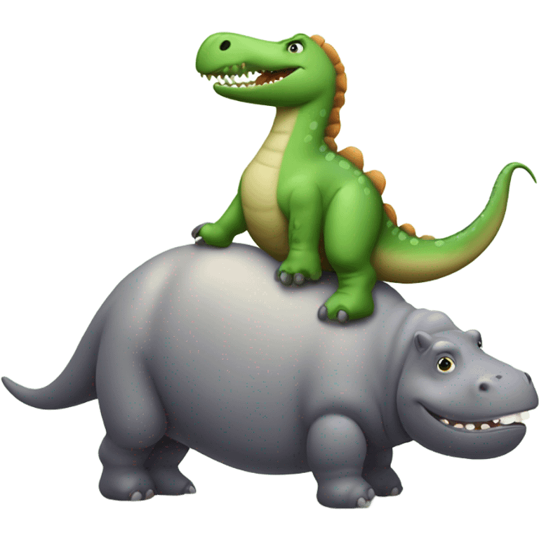 Dinosaur ridding a hippo emoji