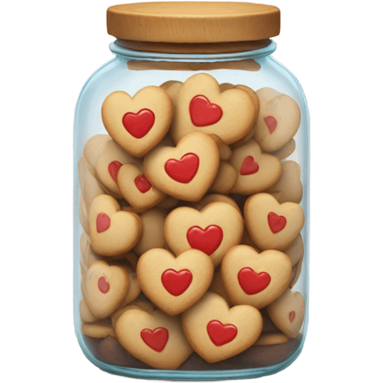 realistic jar with heart shaped cookies emoji