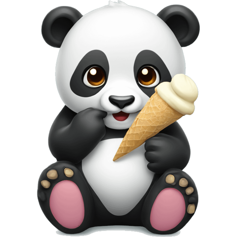 Panda eating ice cream emoji