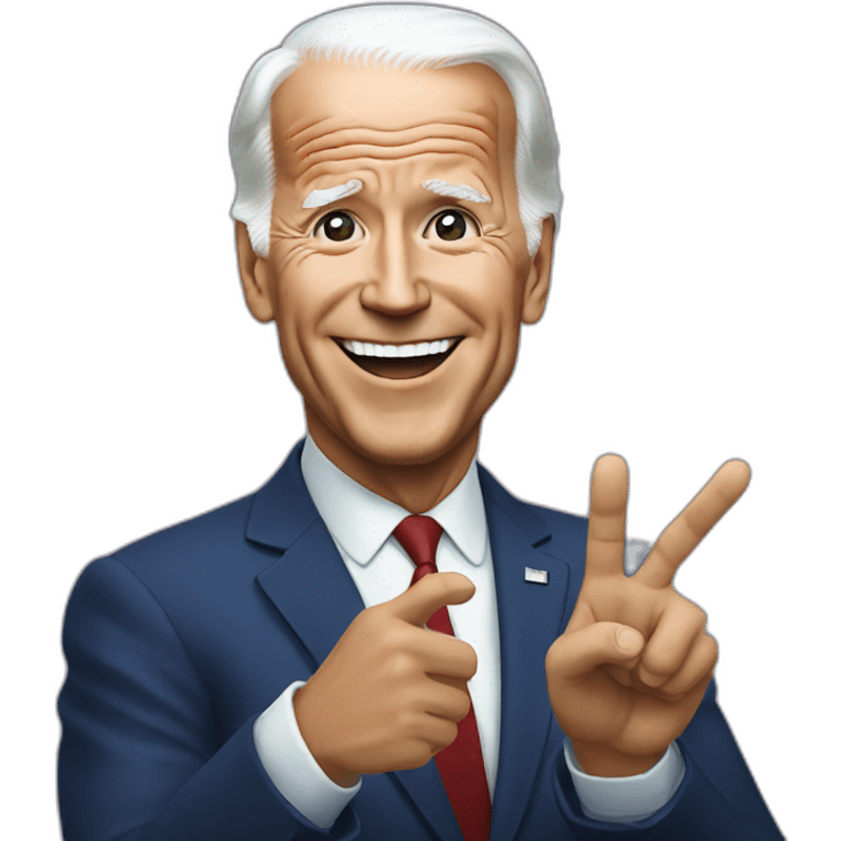 Joe biden making a peace sign emoji